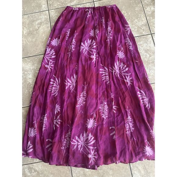 Carole Little 12 Maxi Lined Printed Skirt Rayon - Picture 1 of 5
